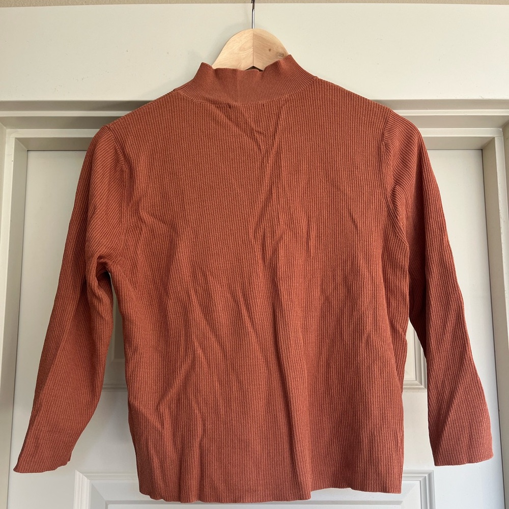 ASOS Tobacco Ribbed Mock Neck Top - Picture 2 of 4